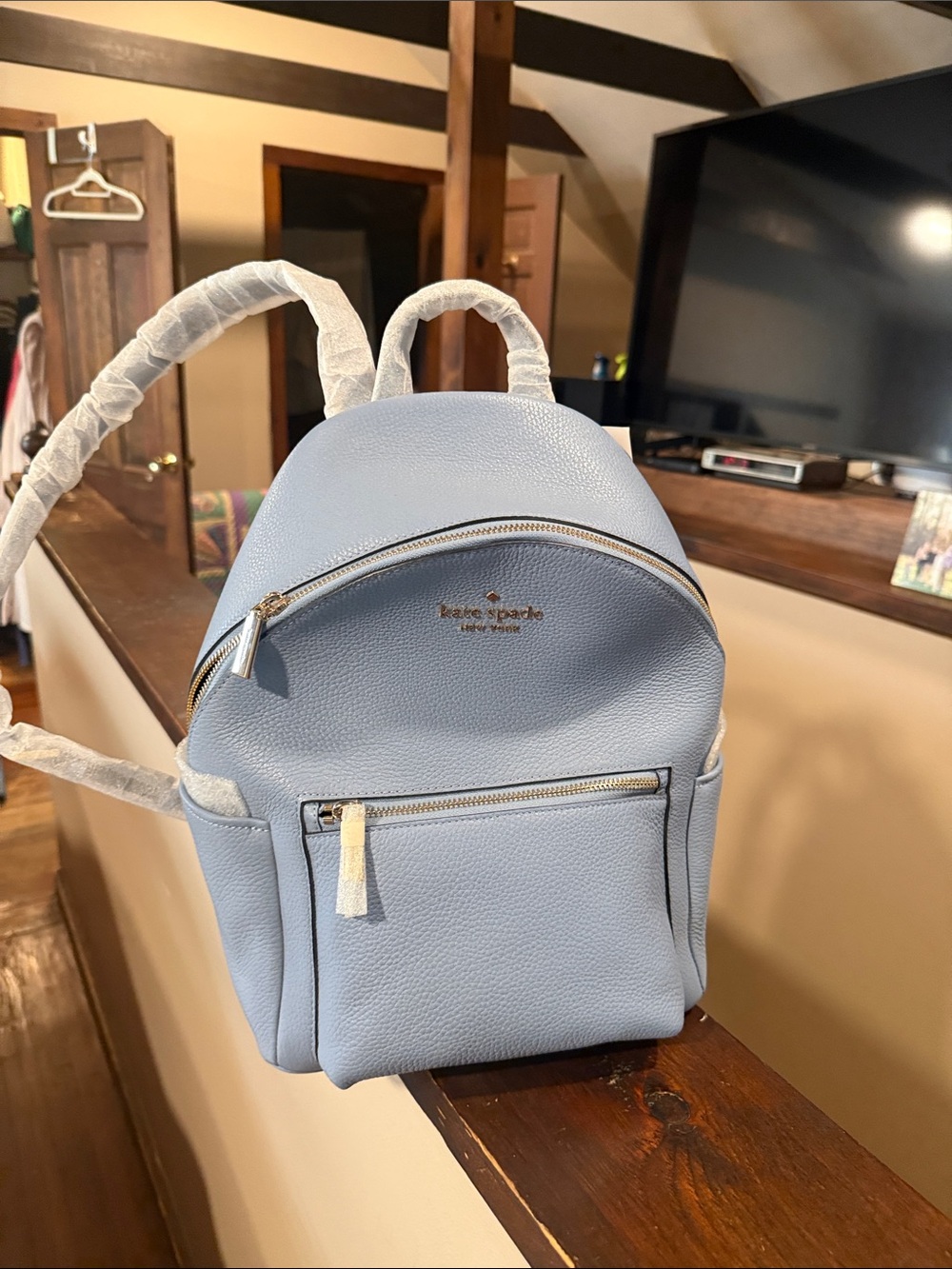 kate spade Baby Blue Pebbled Leather Backpack
